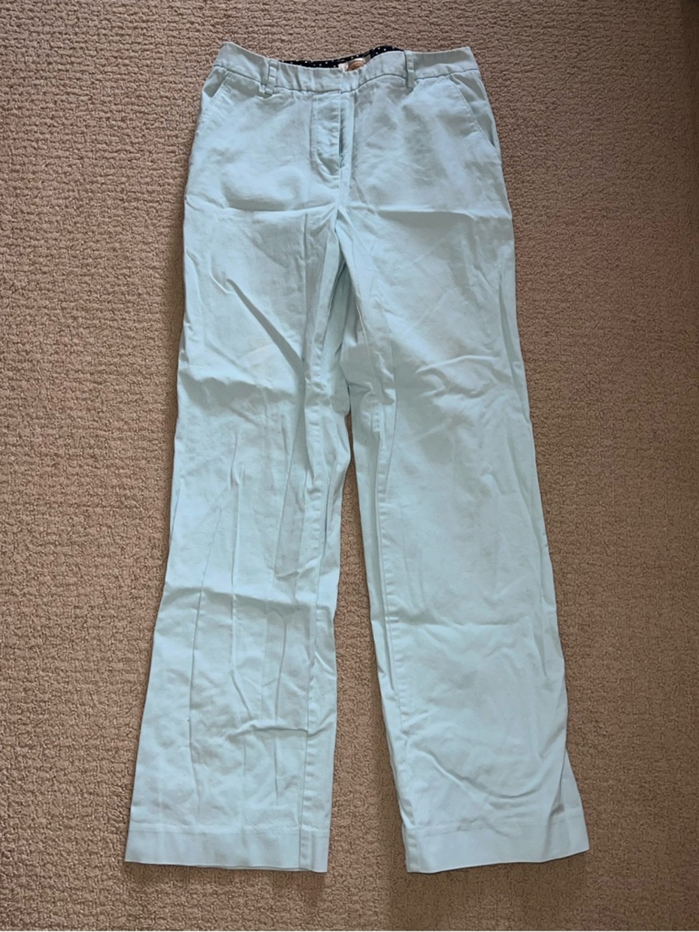 Talbots Light Blue Pants with Navy Polka-Dot Waistband